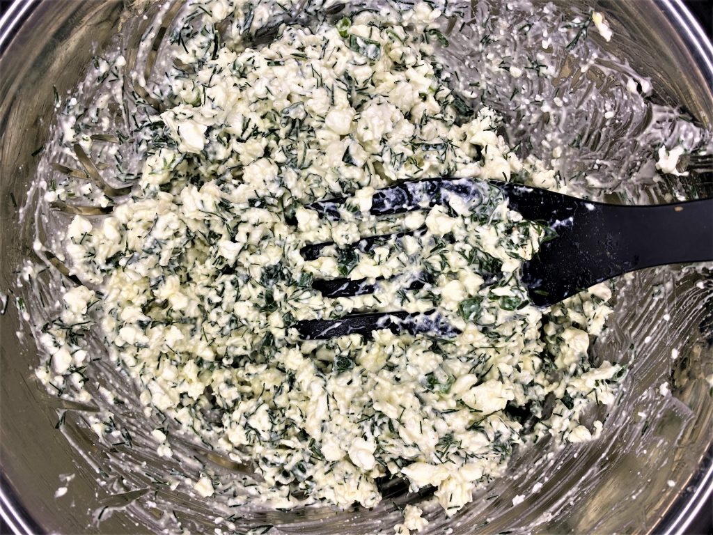 cottage cheese with garlic green onions and dill mixed 2